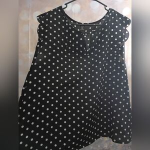 SHEIN Black Blouse with White Polka Dots